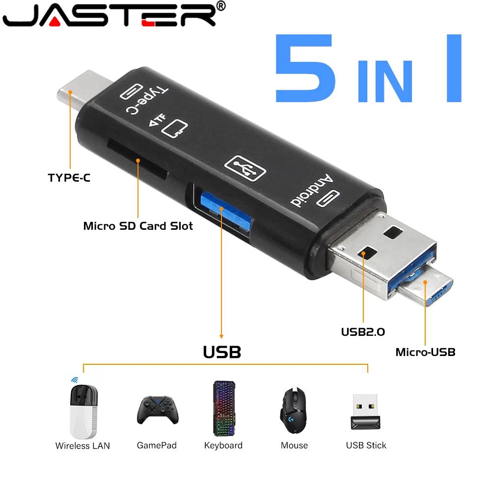 JASTER 5 in 1 ٱ USB TYPE-C, USB, ũ, USB, TF, SD ޸ ī , OTG ī  , ޴ ׼